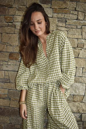Nonni Gingham Nero Blouse Olive